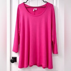 Cato Women's Long Sleeve Scoop Neck Top - Hot Pink